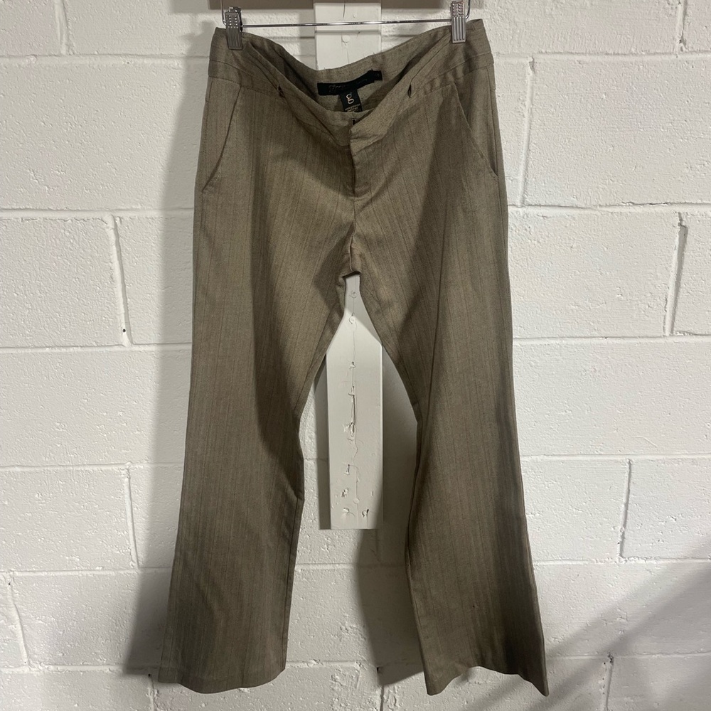 Grass Collection Tan Striped Straight Leg Trousers Sz 6
